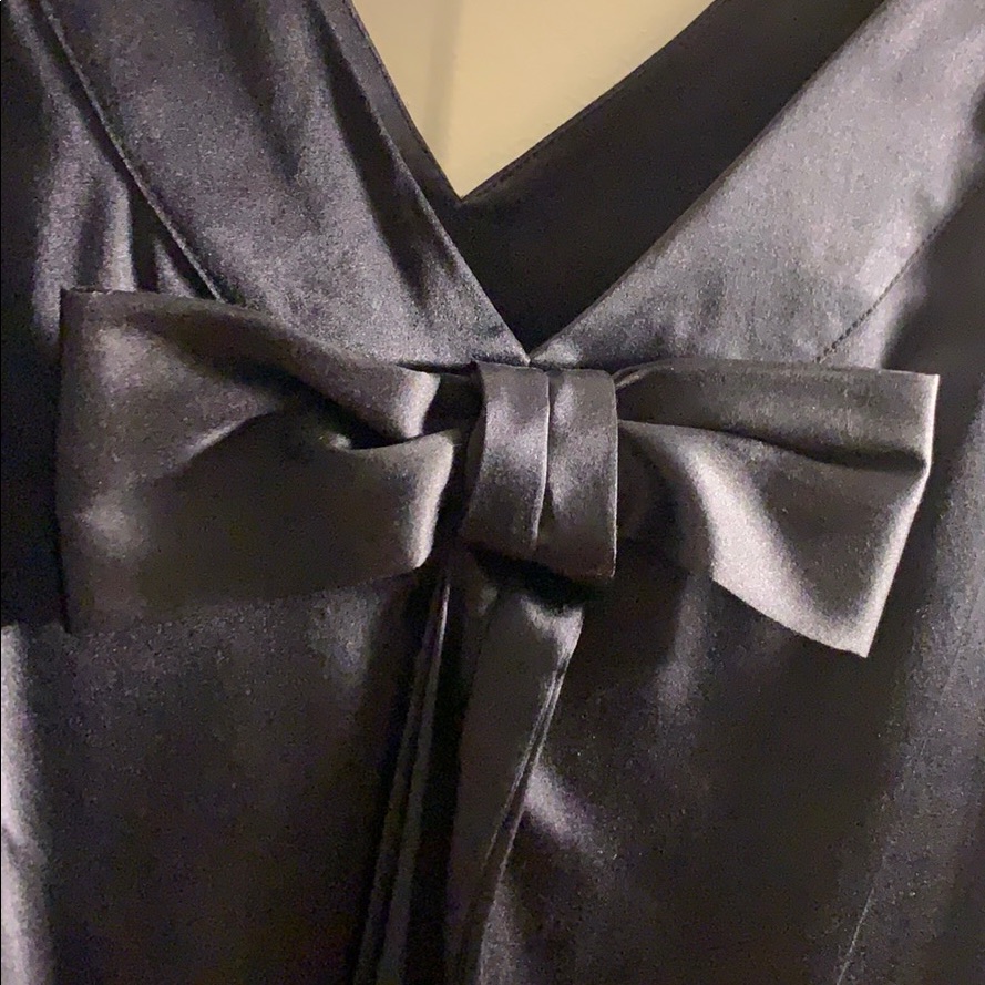 Miguelina Silk Dress Black Lace Bubble Hem Bow